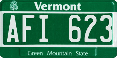 VT license plate AFI623