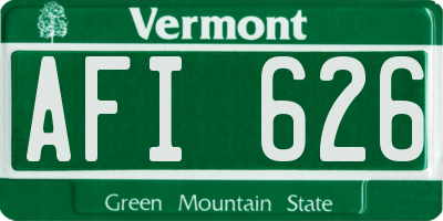 VT license plate AFI626