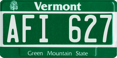 VT license plate AFI627
