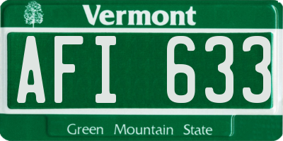 VT license plate AFI633