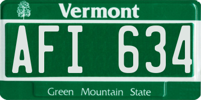 VT license plate AFI634
