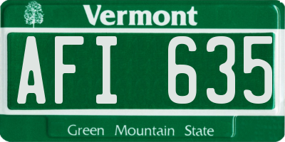 VT license plate AFI635