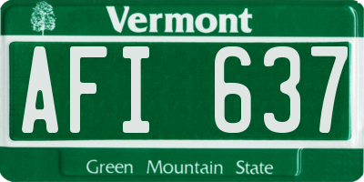 VT license plate AFI637