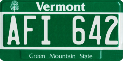 VT license plate AFI642