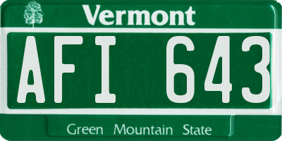 VT license plate AFI643