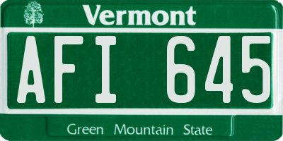 VT license plate AFI645
