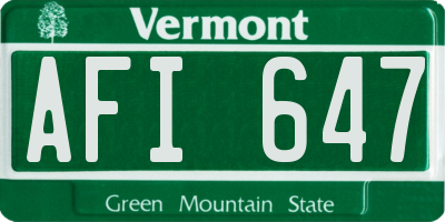 VT license plate AFI647