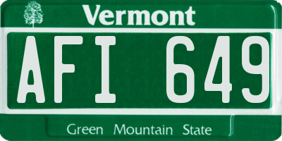 VT license plate AFI649