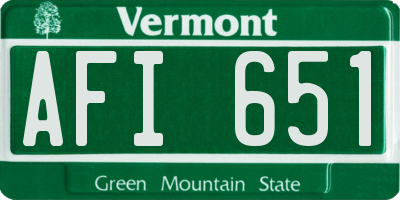 VT license plate AFI651