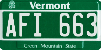 VT license plate AFI663