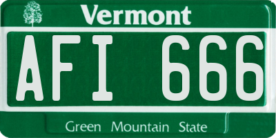 VT license plate AFI666
