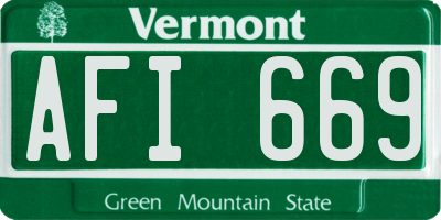 VT license plate AFI669