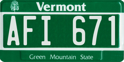 VT license plate AFI671