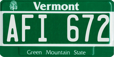 VT license plate AFI672