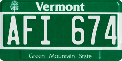 VT license plate AFI674