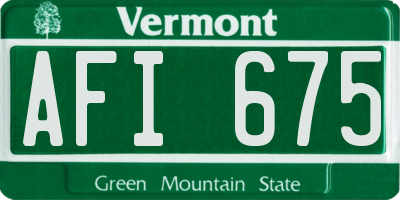 VT license plate AFI675