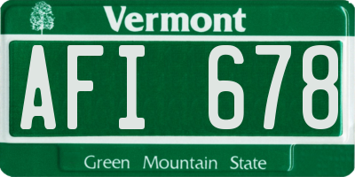 VT license plate AFI678
