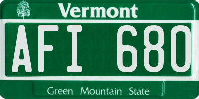 VT license plate AFI680
