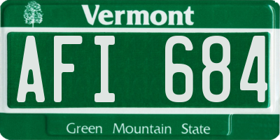VT license plate AFI684