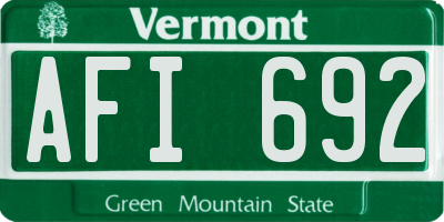 VT license plate AFI692