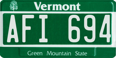 VT license plate AFI694