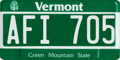 VT license plate AFI705