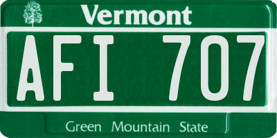 VT license plate AFI707