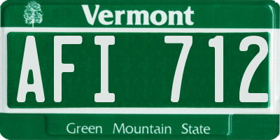 VT license plate AFI712
