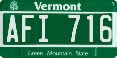 VT license plate AFI716