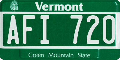 VT license plate AFI720