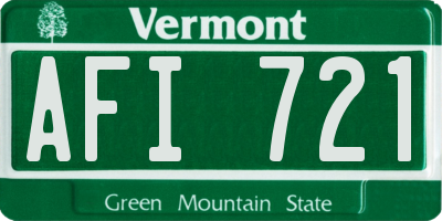 VT license plate AFI721