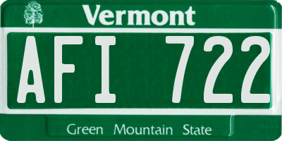 VT license plate AFI722