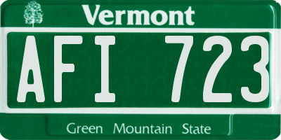 VT license plate AFI723