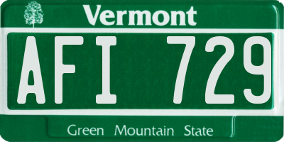 VT license plate AFI729