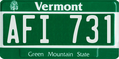 VT license plate AFI731