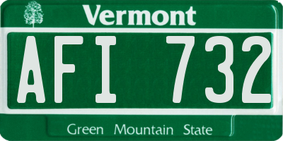 VT license plate AFI732