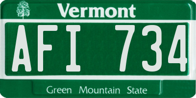 VT license plate AFI734