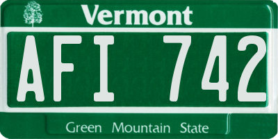 VT license plate AFI742