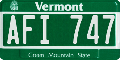 VT license plate AFI747