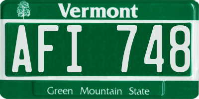 VT license plate AFI748