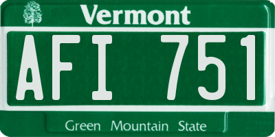 VT license plate AFI751