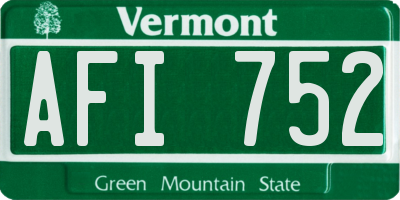 VT license plate AFI752