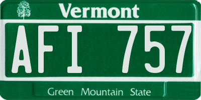 VT license plate AFI757