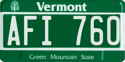 VT license plate AFI760