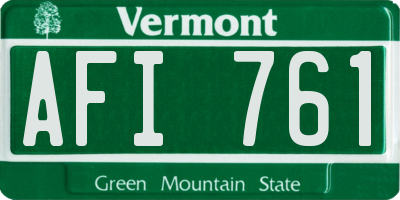 VT license plate AFI761
