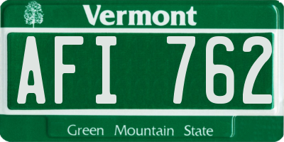VT license plate AFI762