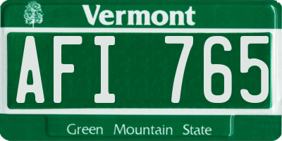 VT license plate AFI765