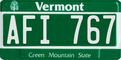 VT license plate AFI767