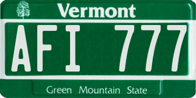VT license plate AFI777