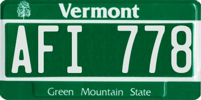 VT license plate AFI778